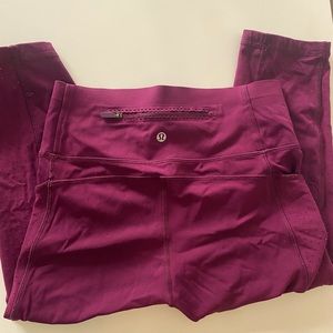 LuluLemon cropped maroon purple leggings